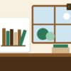 司書を表す絵を、分野の色と模様の上に置いたイラスト