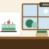 製菓衛生師を表す絵を、分野の色と模様の上に置いたイラスト