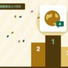 中国語検定とHSKを表す絵を、分野の色と模様の上に置いたイラスト