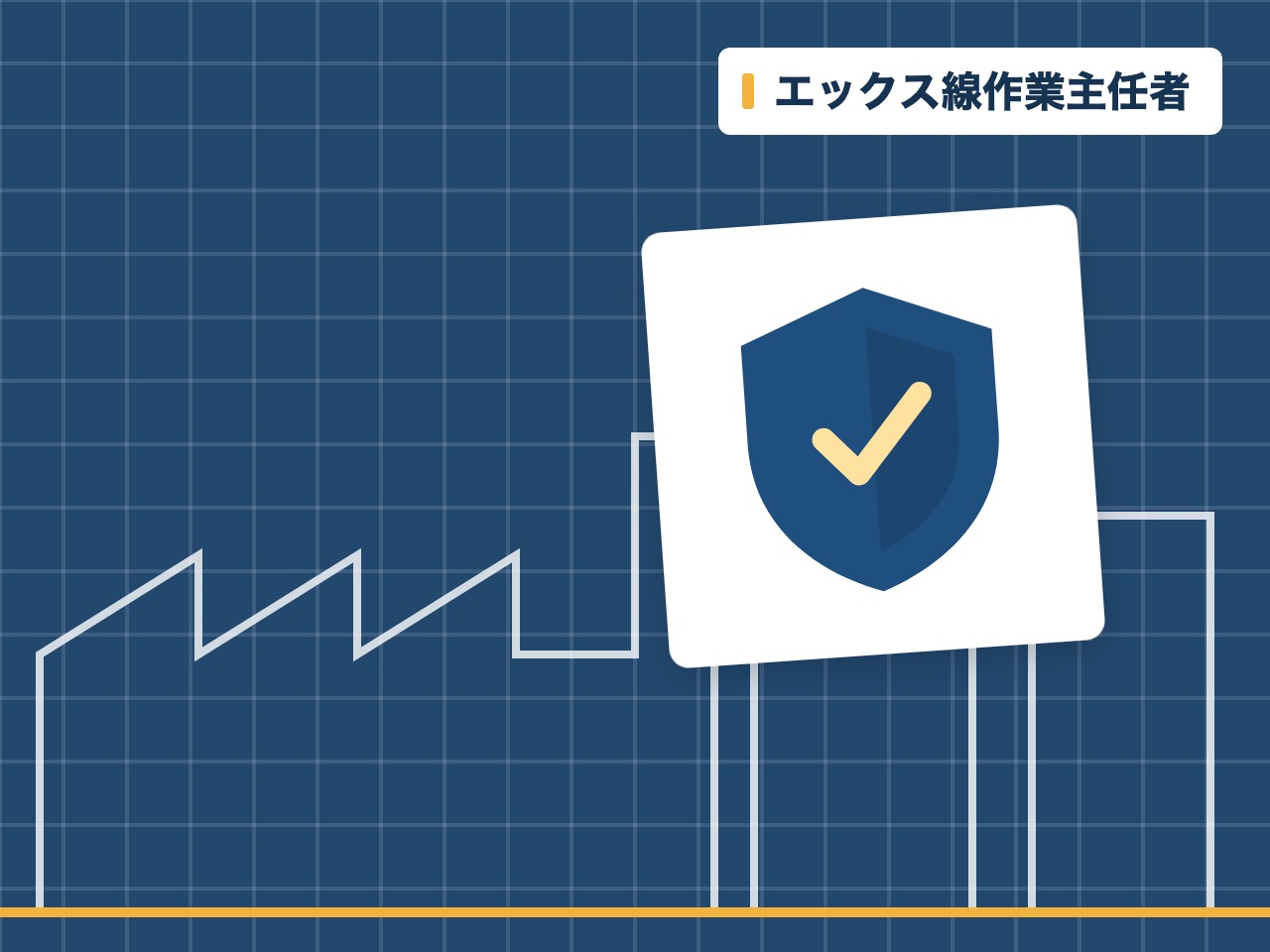 エックス線作業主任者を表す絵を、分野の色と模様の上に置いたイラスト